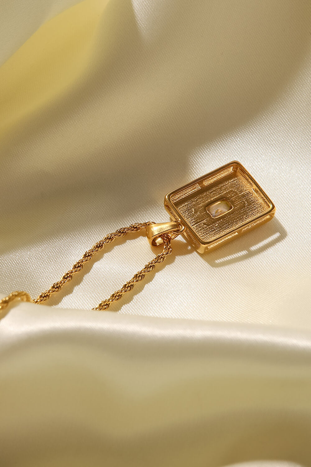 Square Pendant Twisted Chain Necklace  Necklaces- Doll Fits