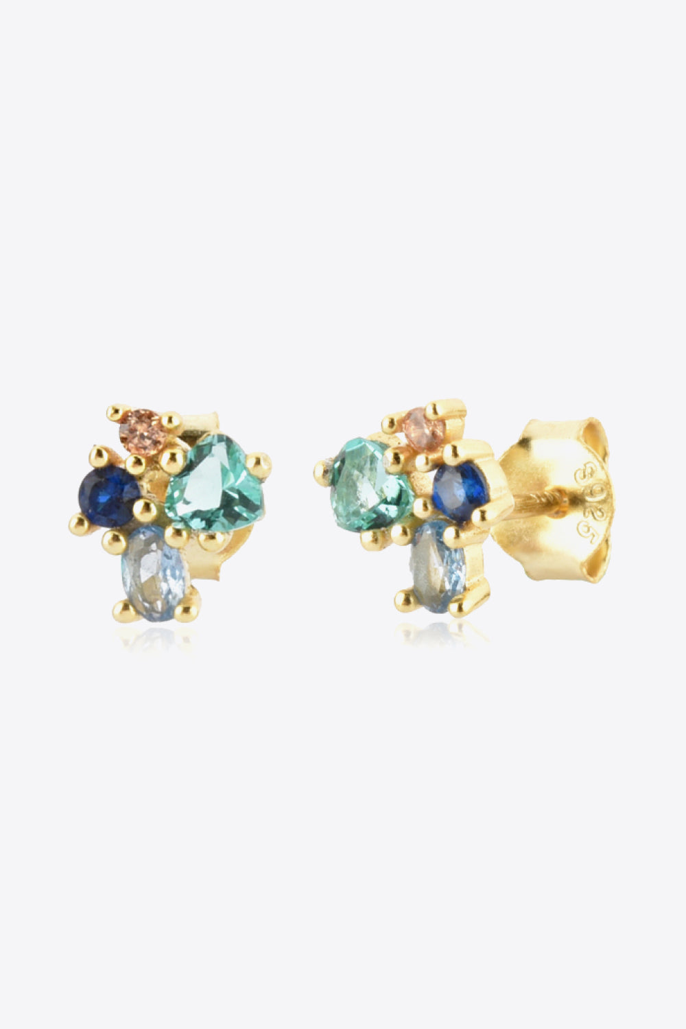 Multicolored Zircon 925 Sterling Silver Stud Earrings  Earrings- Doll Fits