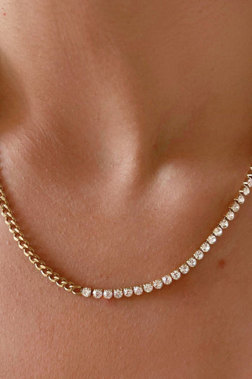 Inlaid Zircon Stainless Steel Necklace  Necklaces- Doll Fits