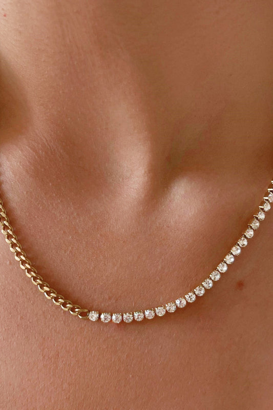 Inlaid Zircon Stainless Steel Necklace  Necklaces- Doll Fits