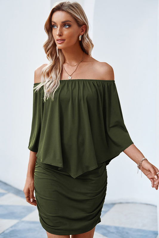 Full Size Off-Shoulder Layered Dress  Dresses- Doll Fits