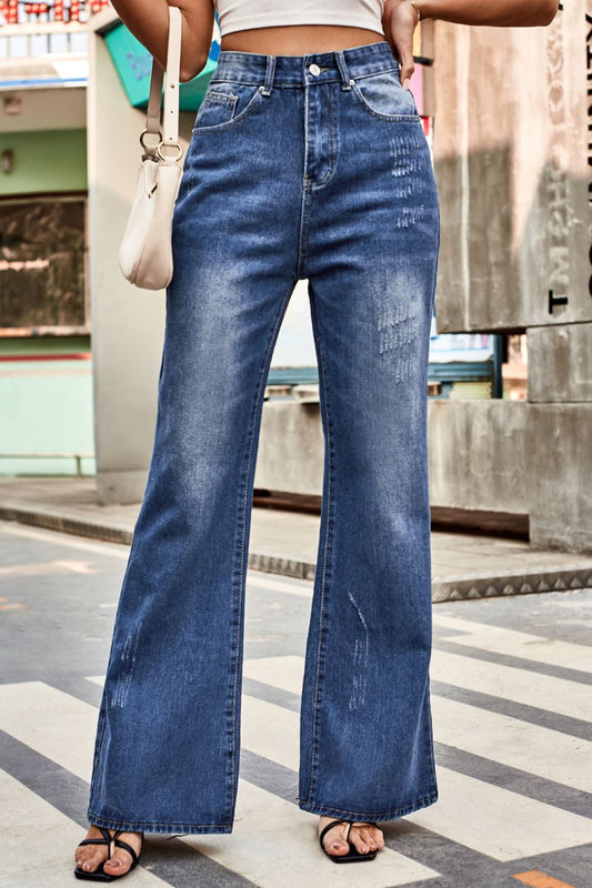 Buttoned Loose Fit Jeans with Pockets  - Doll Fits