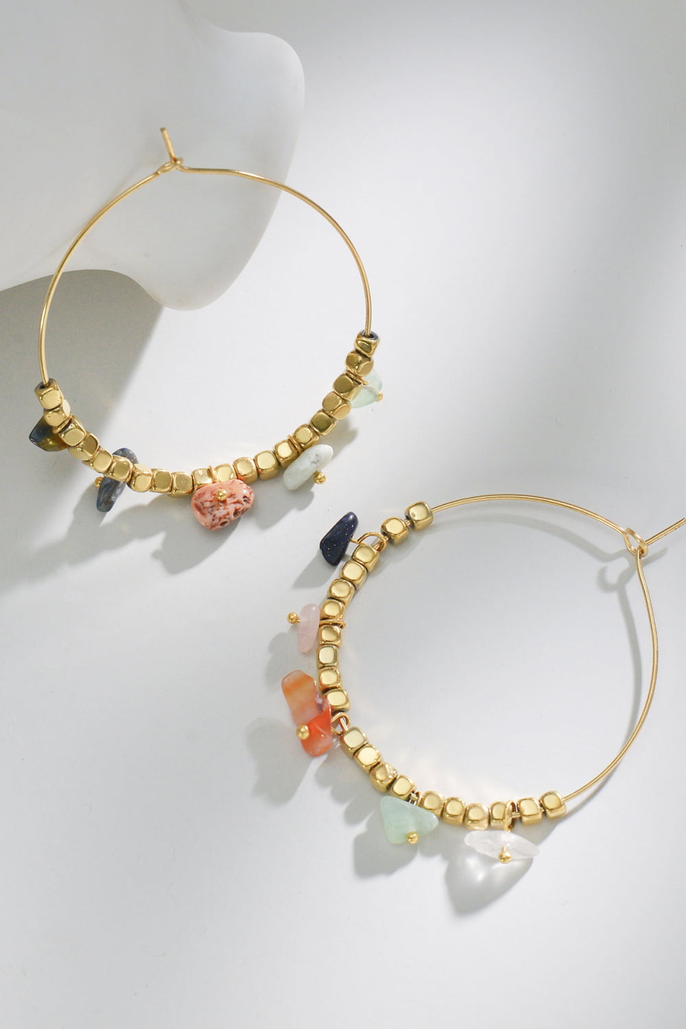 Turquoise Stainless Steel Hoop Earrings  Earrings- Doll Fits