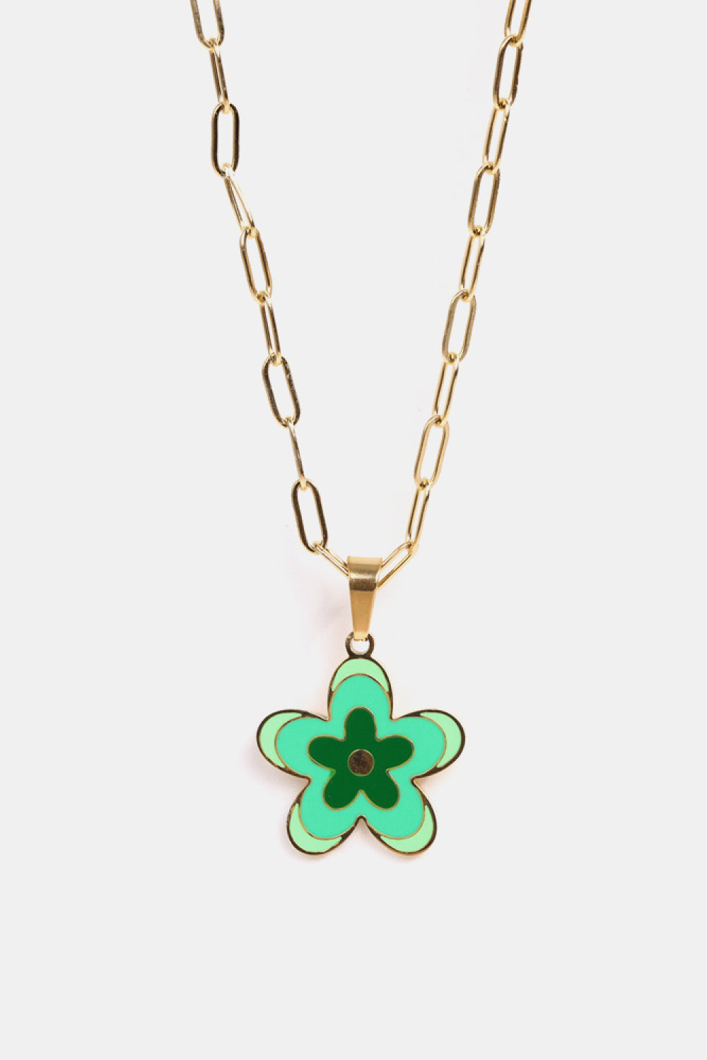 Flower Pendant Stainless Steel Necklace  Necklaces- Doll Fits