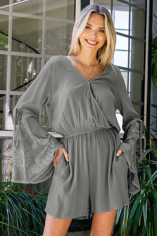 Surplice Neck Flare Sleeve Romper  - Doll Fits