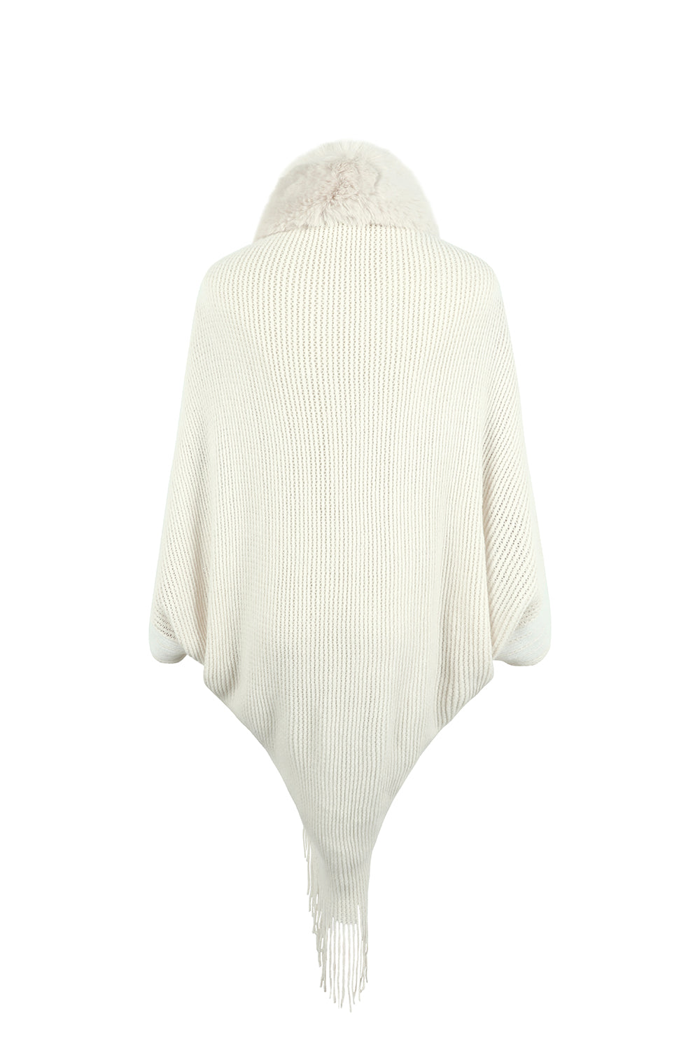 Striped Fringe Detail Long Sleeve Poncho  - Doll Fits