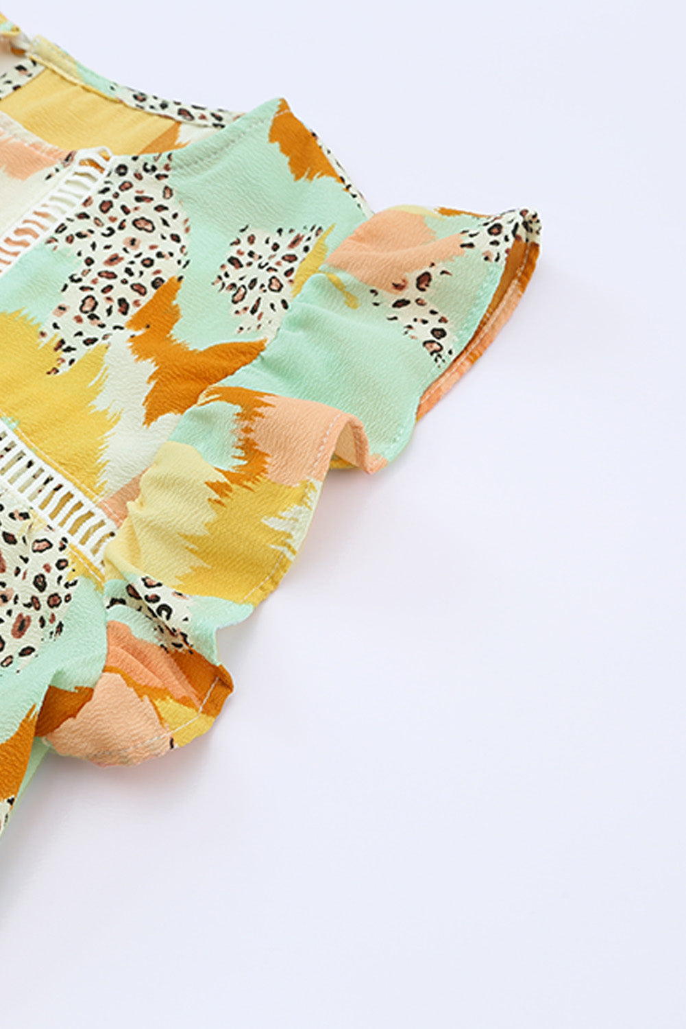 Printed Round Neck Flutter Sleeve Top  Shirts & Tops- Doll Fits