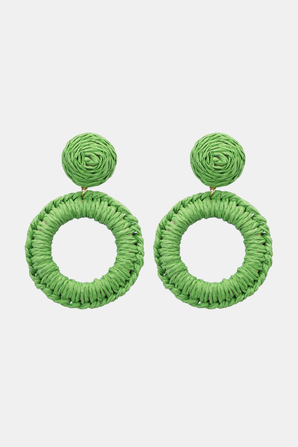 Round Shape Raffia Grass Dangle Earrings  Earrings- Doll Fits