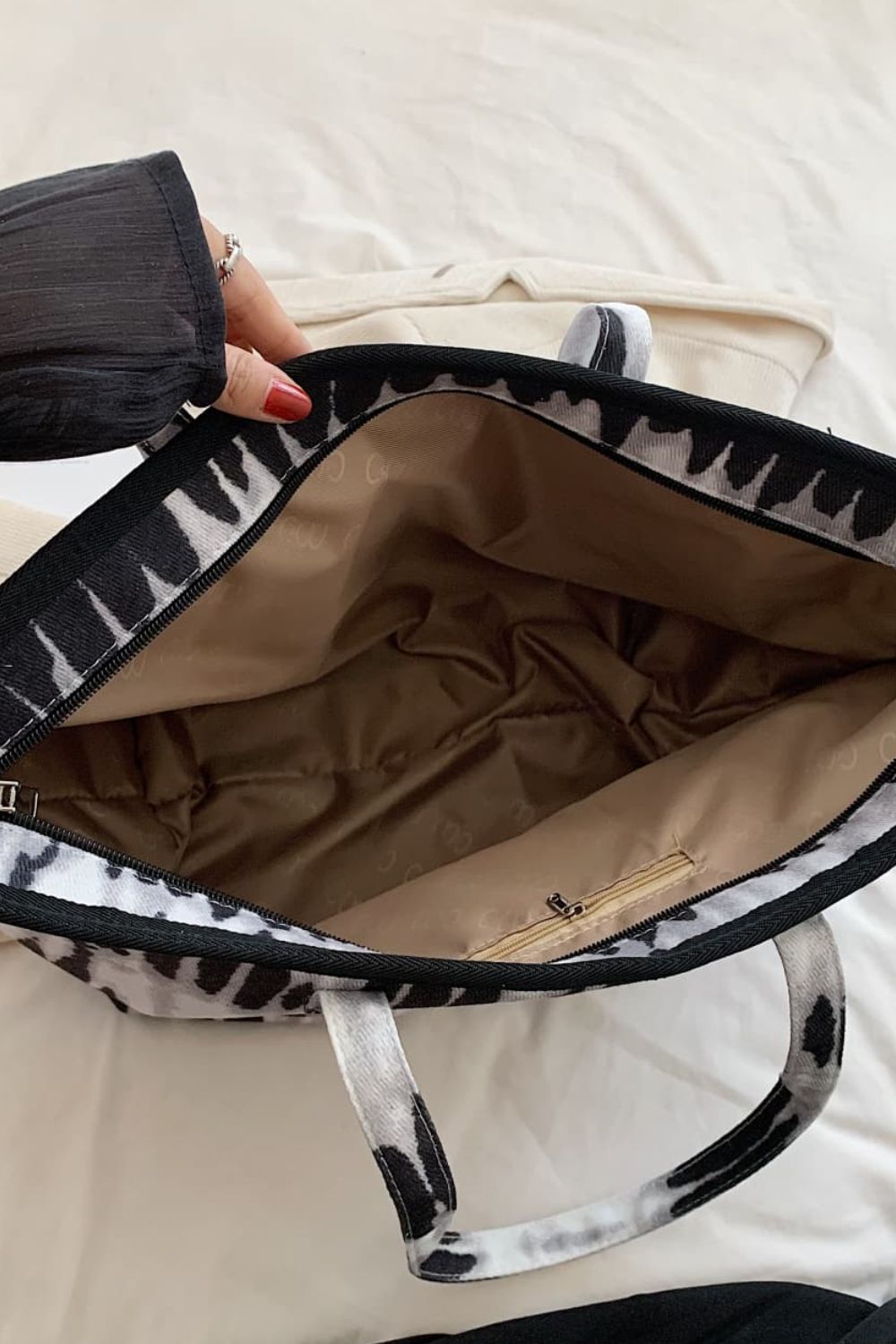 Printed PU Leather Tote Bag  - Doll Fits
