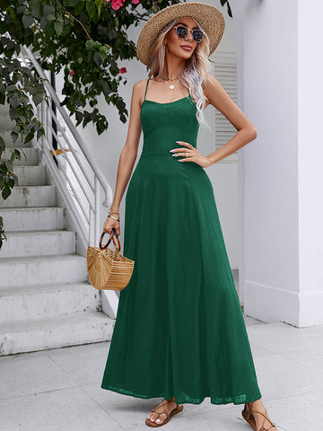 Spaghetti Strap Lace-UP Maxi Dress  Dresses- Doll Fits