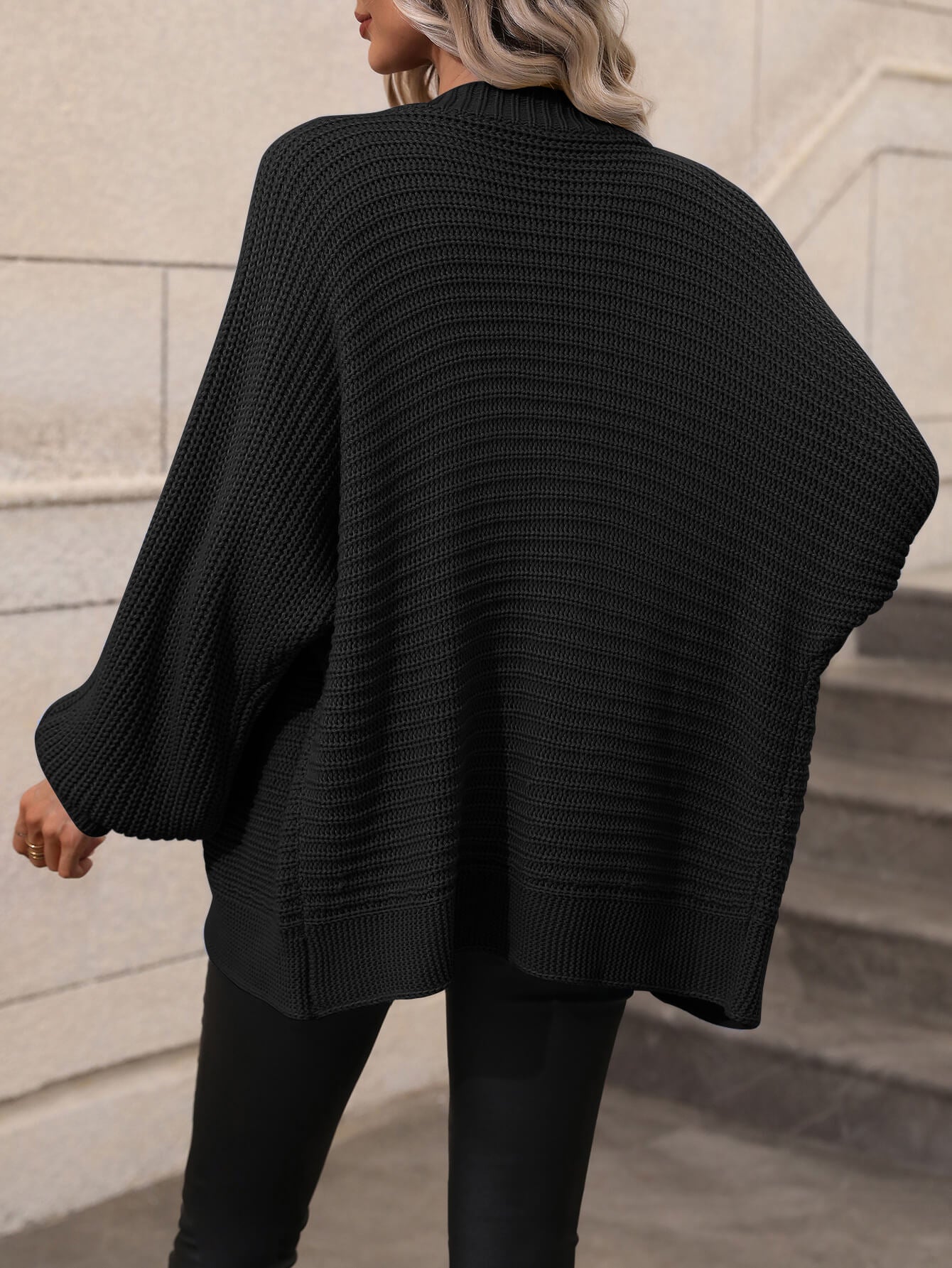 Button Down Horizontal-Ribbing Longline Cardigan  Coats & Jackets- Doll Fits