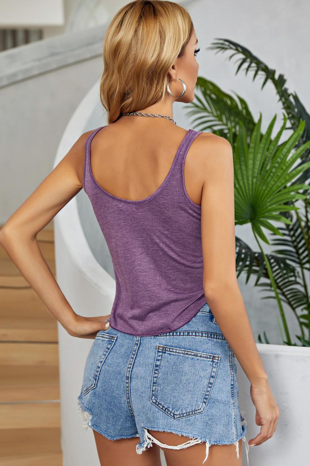 Curved Hem Round Neck Tank  Shirts & Tops- Doll Fits