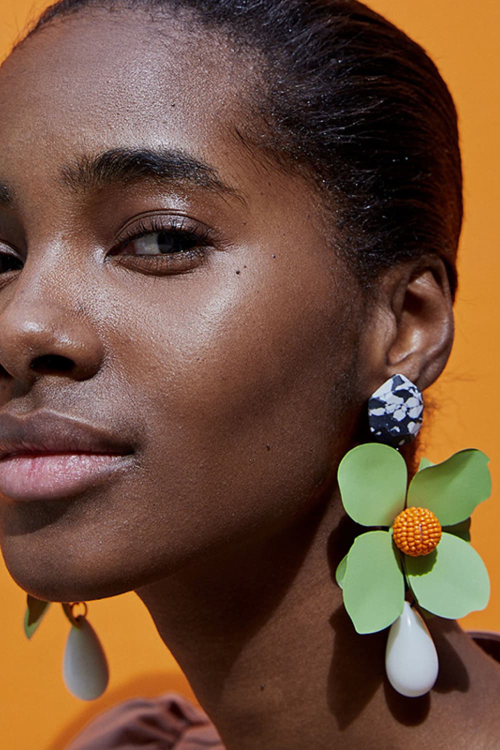 Bloosom Flower and Teardrop Resin Dangle Earrings  Earrings- Doll Fits