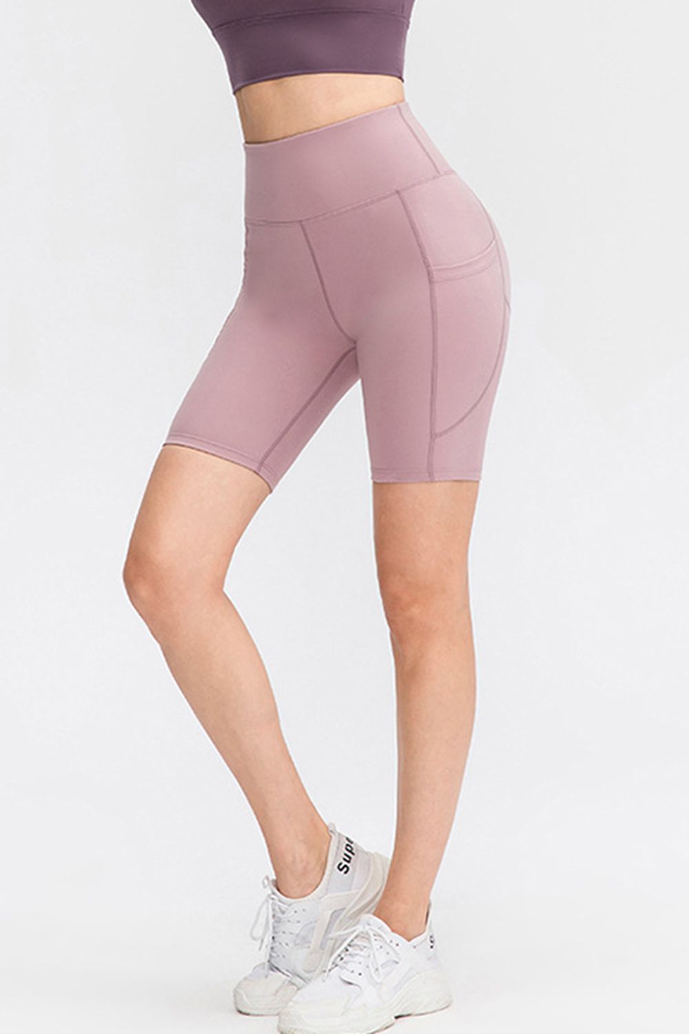 Wide Waistband Sports Shorts with Pockets  - Doll Fits