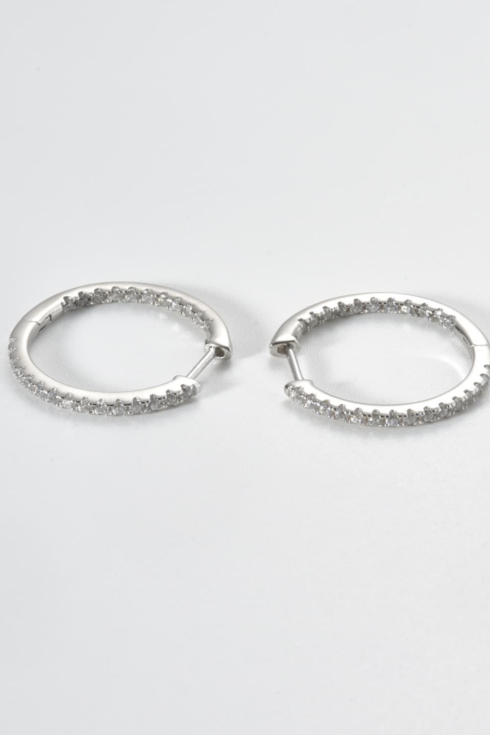 Inlaid Zircon 925 Sterling Silver Huggie Earrings  Earrings- Doll Fits