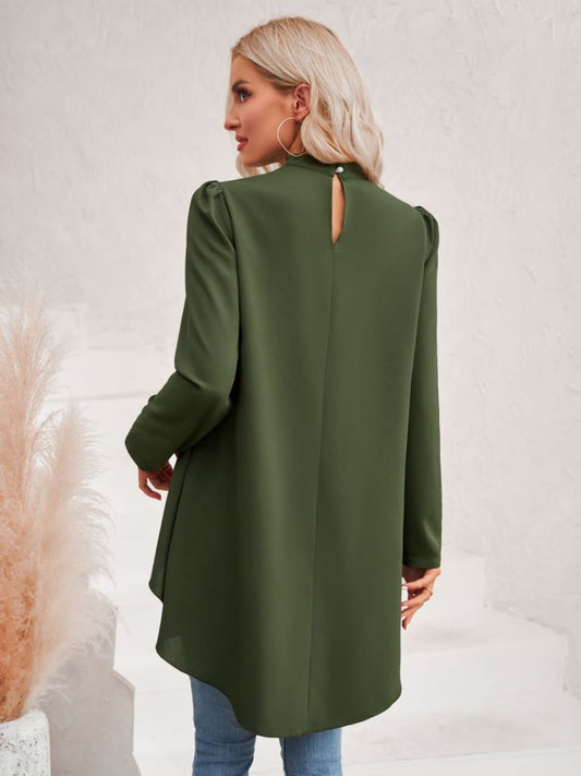 Long Puff Sleeve High-Low Blouse  Shirts & Tops- Doll Fits