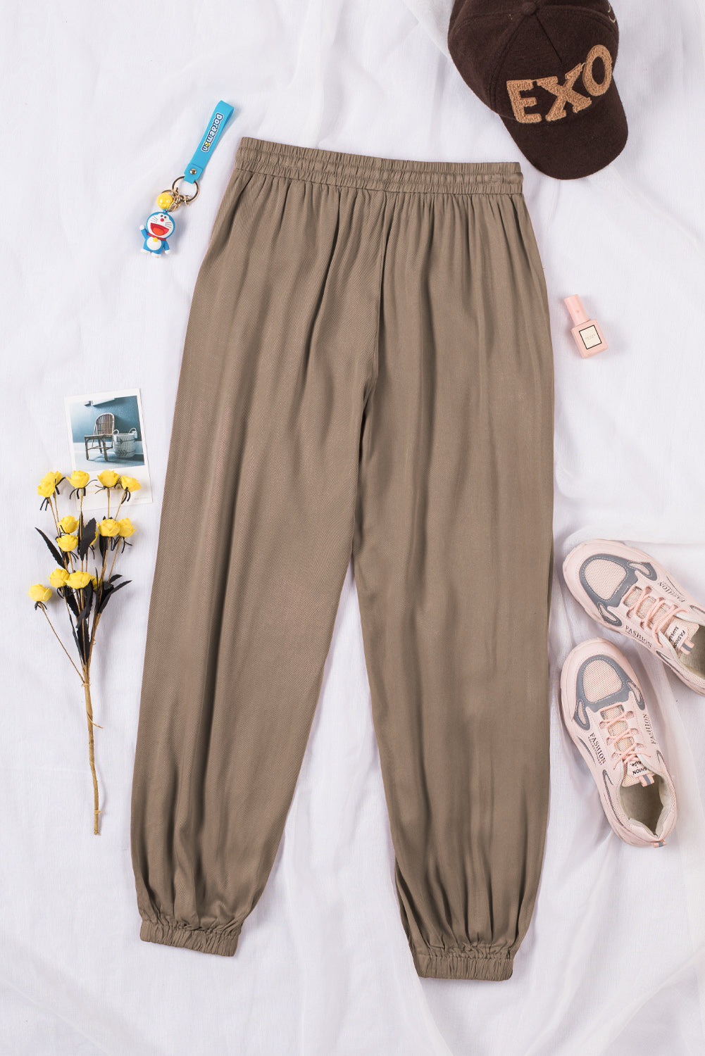 Drawstring Waist Joggers with Pockets  Pants- Doll Fits