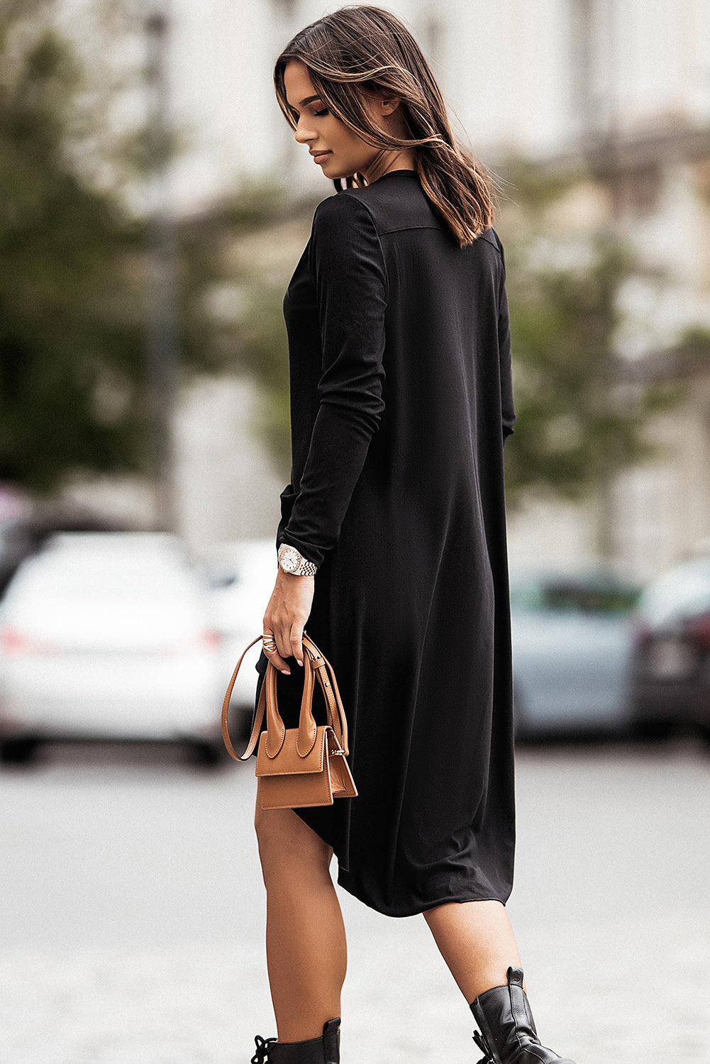 V-Neck Long Sleeve Cardigan with Pocket  - Doll Fits