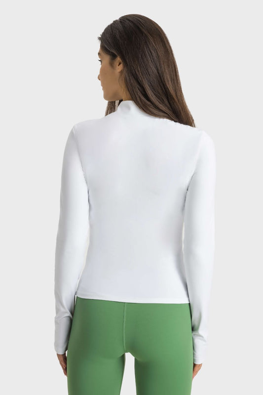 Half Zip Thumbhole Sleeve Sports Top  Activewear- Doll Fits