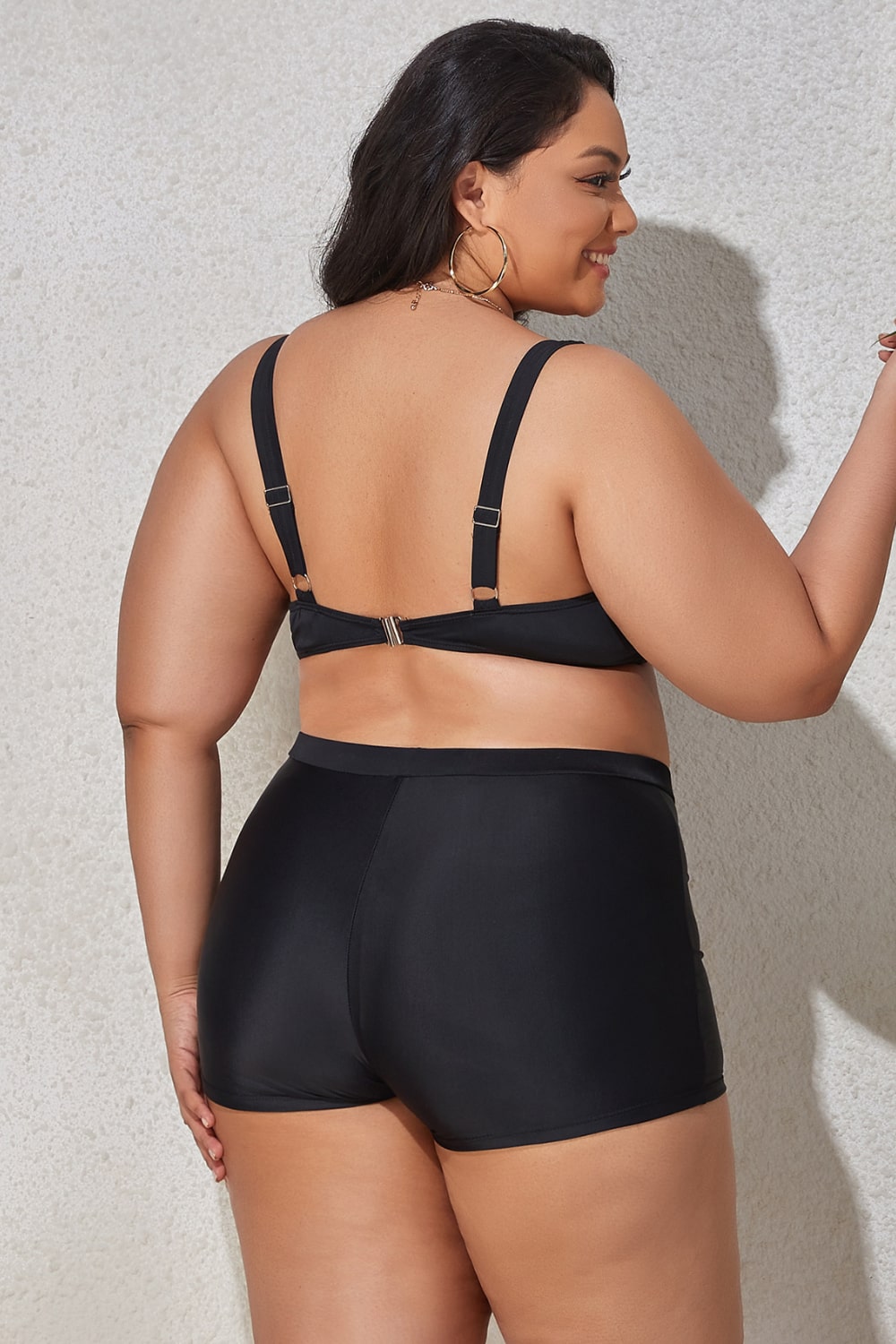 Plus Size Drawstring Detail Two-Piece Swimsuit  Swimwear- Doll Fits