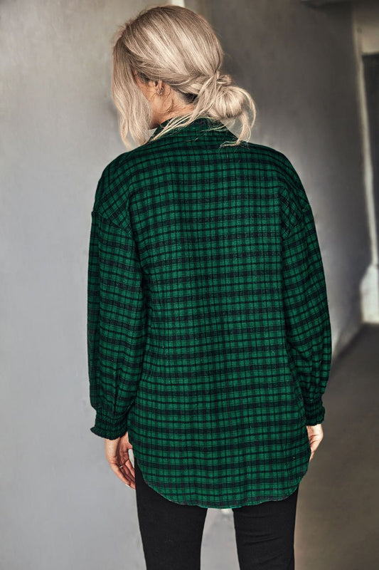 Plaid Button Front Dropped Shoulder Shirt  Shirts & Tops- Doll Fits