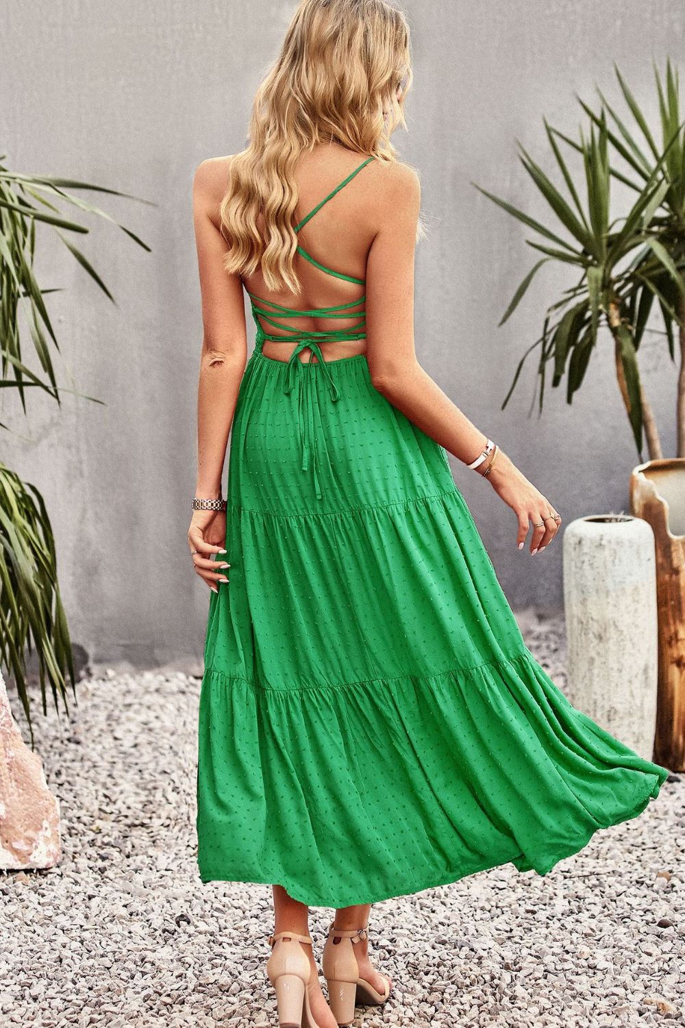 Smocked Lace-Up Tiered Dress  Dresses- Doll Fits