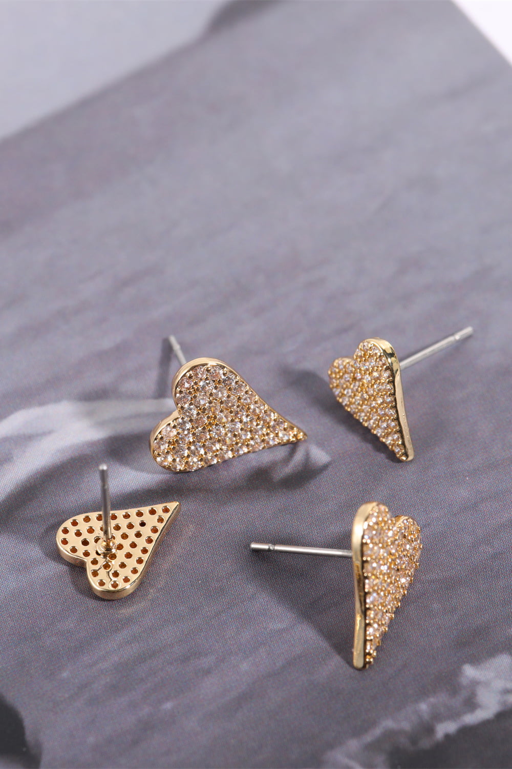 Zircon Decor Heart C-Hoop Drop Earrings  Earrings- Doll Fits