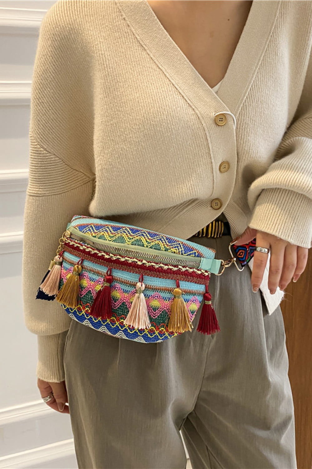 Bohemian Sling Bag with Tassels  Handbags- Doll Fits