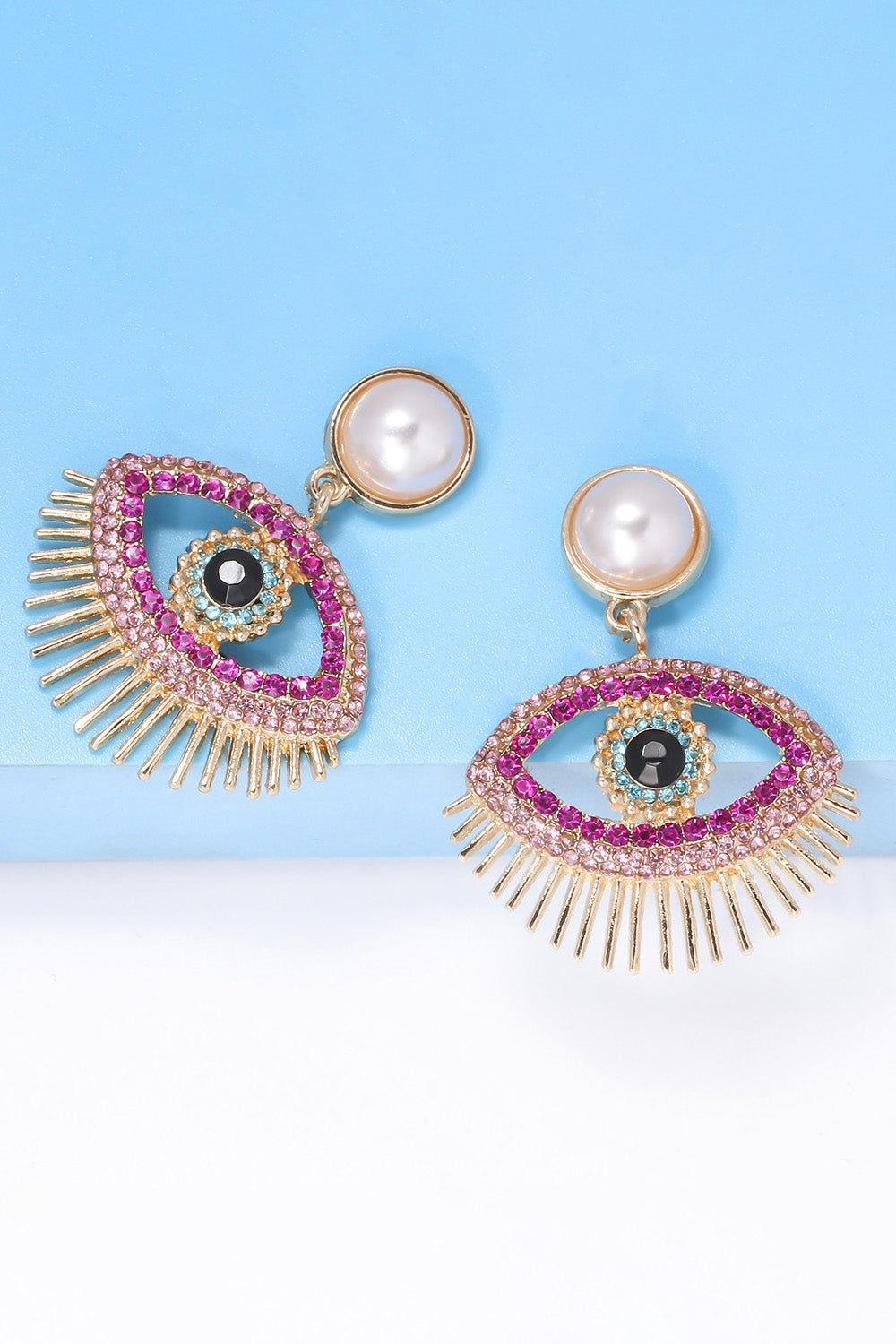 Evil Eye Shape Rhinestone Zinc Alloy Synthetic Dangle Earrings  Earrings- Doll Fits