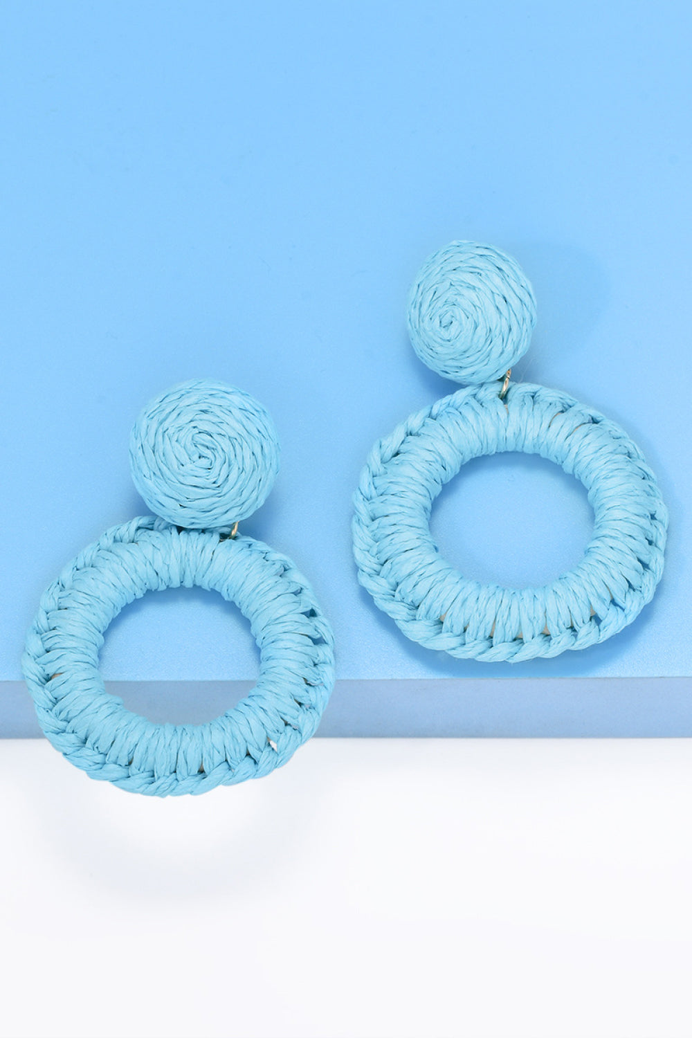 Round Shape Raffia Grass Dangle Earrings  Earrings- Doll Fits