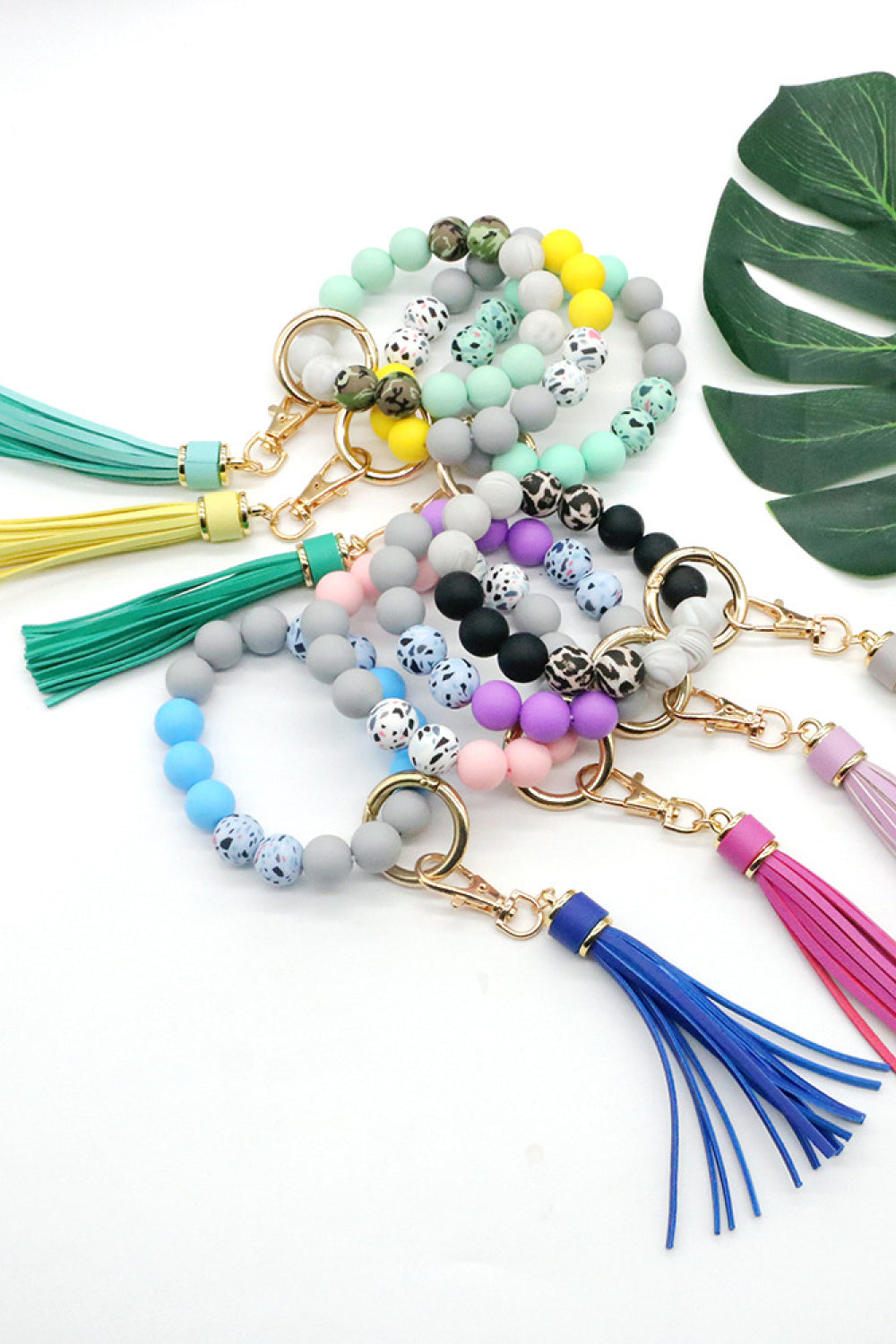 Assorted 2-Pack Multicolored Beaded Tassel Keychain  Keychains- Doll Fits