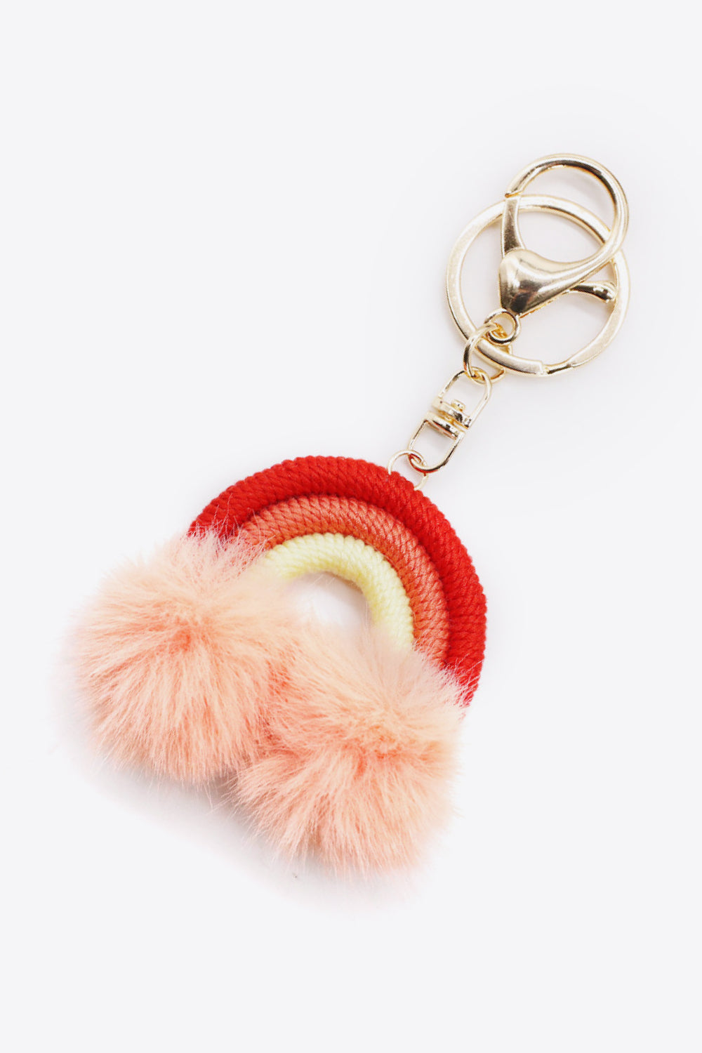 Assorted 4-Pack Rainbow Pom Pom Keychain  Keychains- Doll Fits