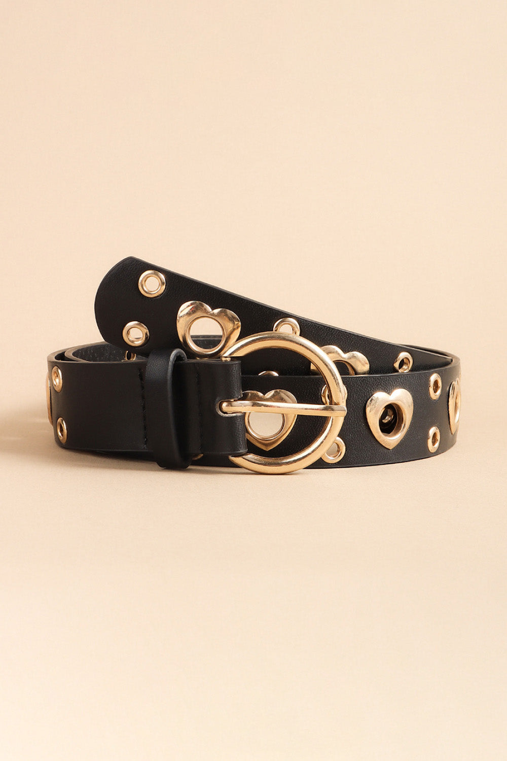 Heart Shape Alloy Detail PU Leather Belt  - Doll Fits