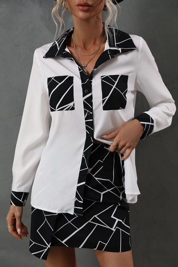 Printed Collared Neck Long Sleeve Shirt  - Doll Fits
