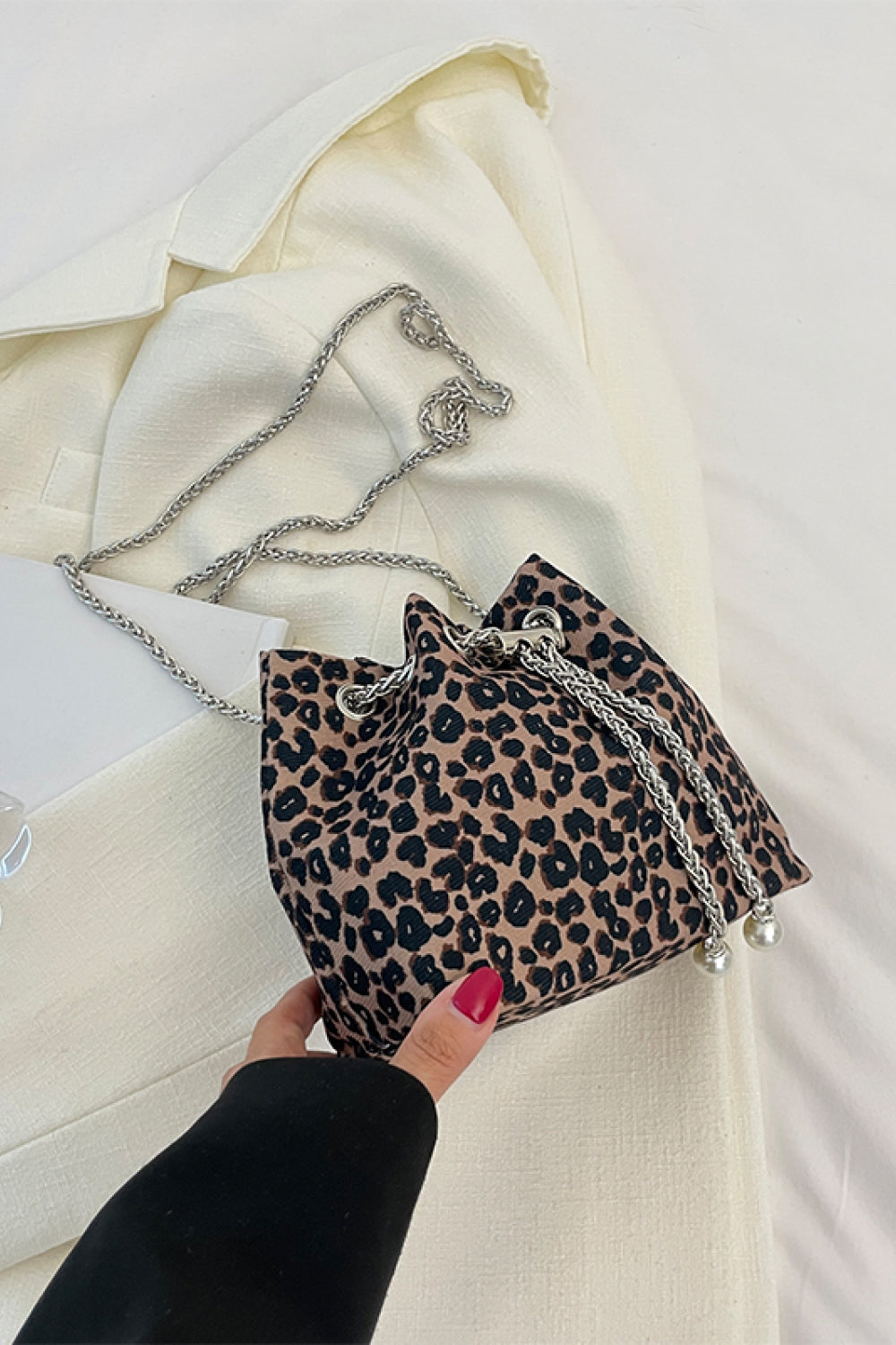 Animal Print Nylon Bucket Bag  - Doll Fits