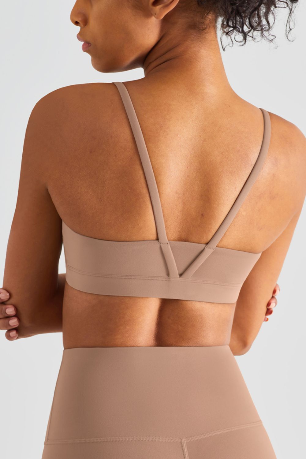Spaghetti Strap Round Neck Sports Bra  - Doll Fits