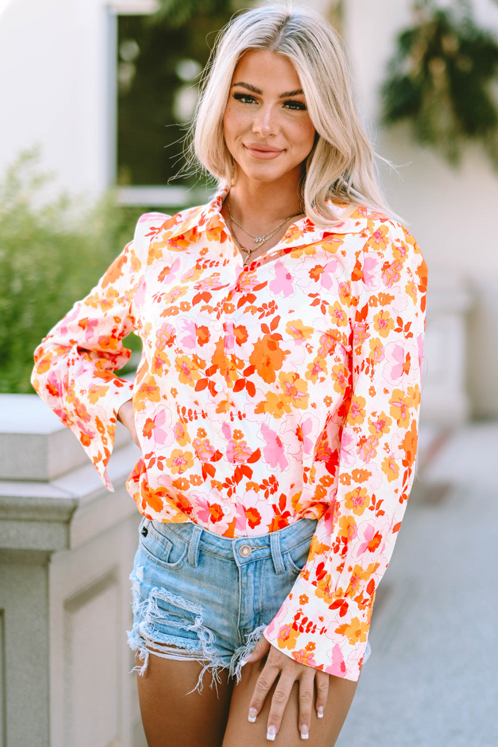 Floral Collared Neck Shirt  - Doll Fits