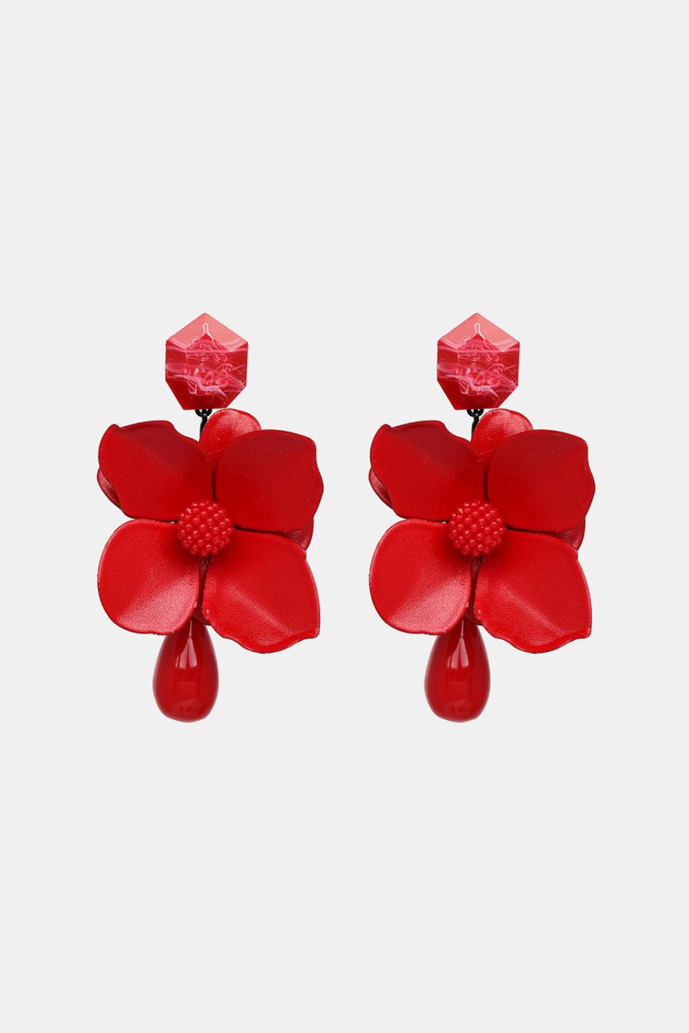 Bloosom Flower and Teardrop Resin Dangle Earrings  Earrings- Doll Fits
