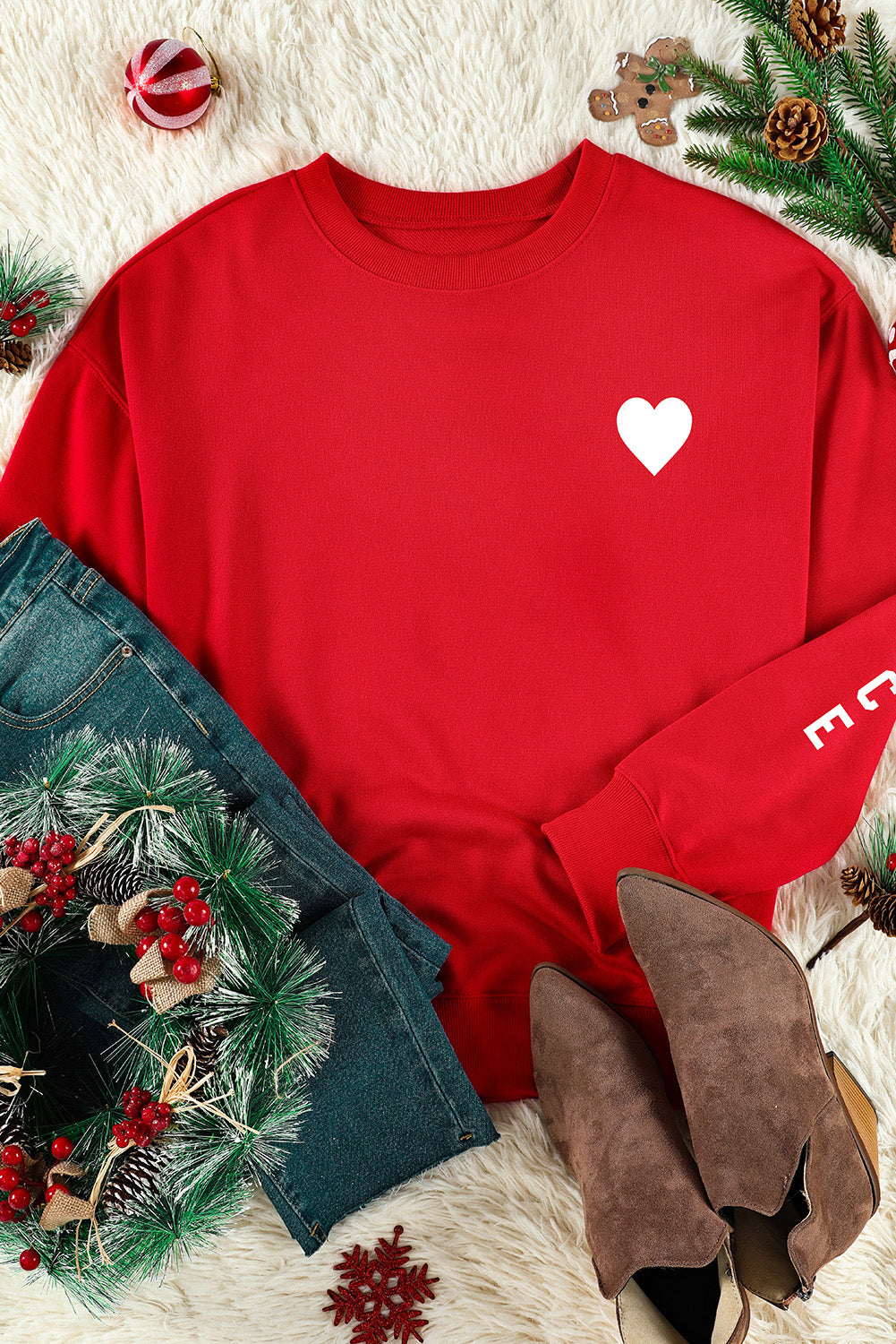 NAUGHTY NICE Heart Graphic Sweatshirt  Shirts & Tops- Doll Fits