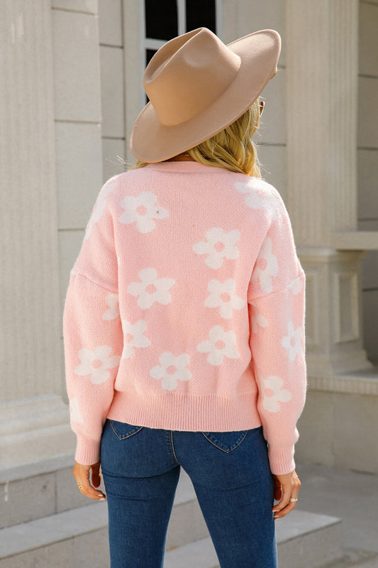 Floral Dropped Shoulder Button-Up Cardigan  Coats & Jackets- Doll Fits