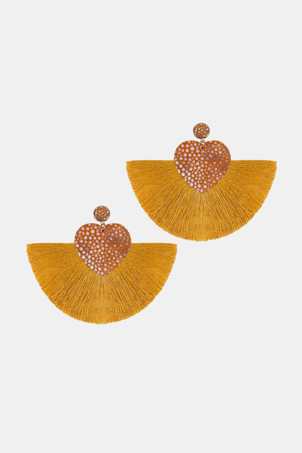 Heart Shape Fringed Dangle Earrings  Earrings- Doll Fits