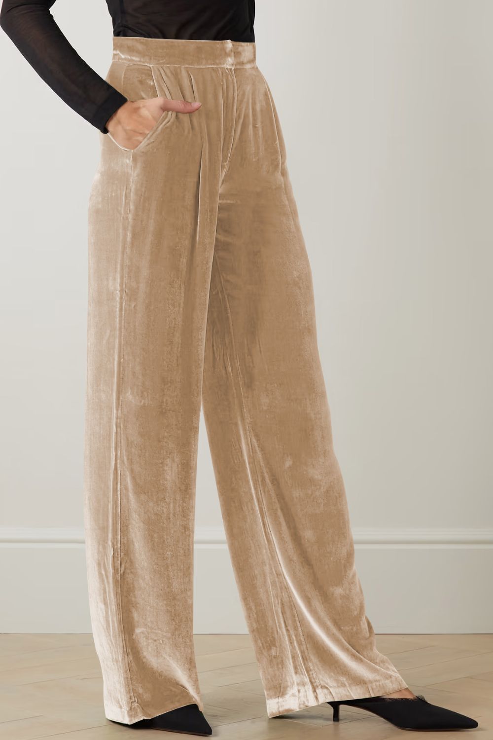 Loose Fit High Waist Long Pants with Pockets  - Doll Fits