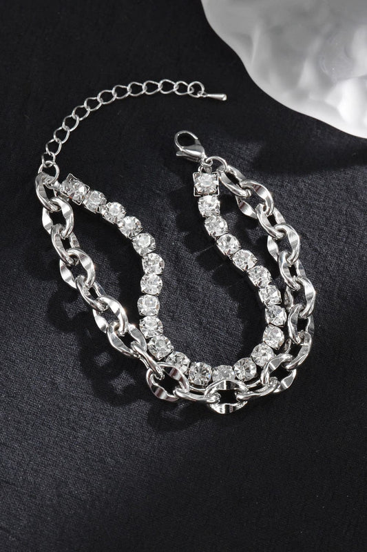 Double-Layered Zircon Decor Alloy Bracelet  Bracelets- Doll Fits
