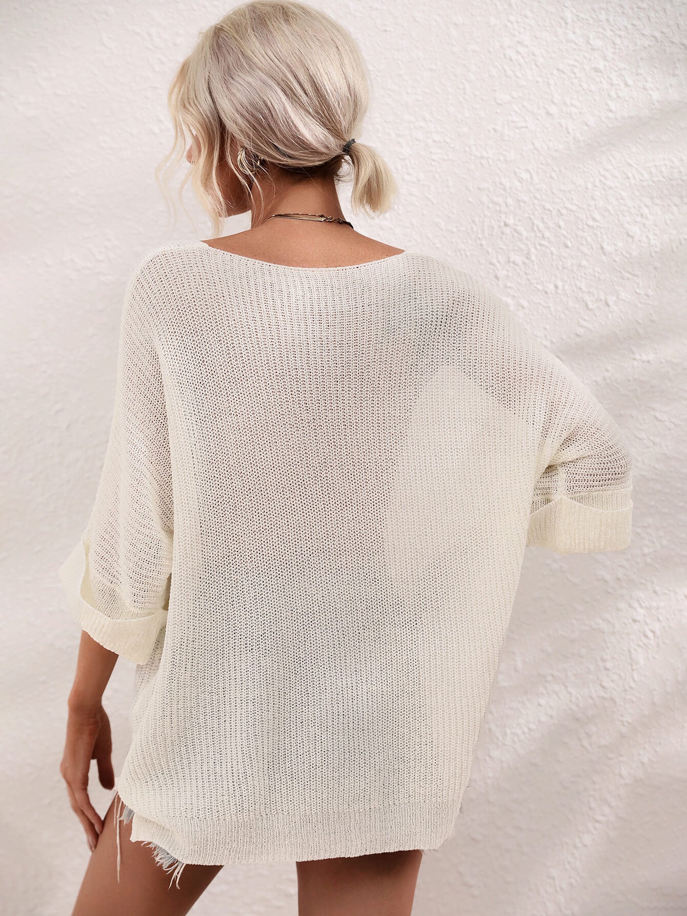Boat Neck Cuffed Sleeve Slit Tunic Knit Top  Shirts & Tops- Doll Fits