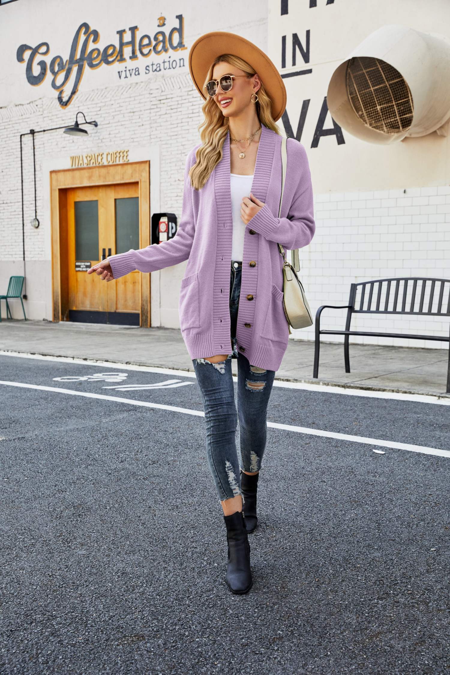 Ribbed Trim Dropped Shoulder Pocketed Cardigan  Coats & Jackets- Doll Fits