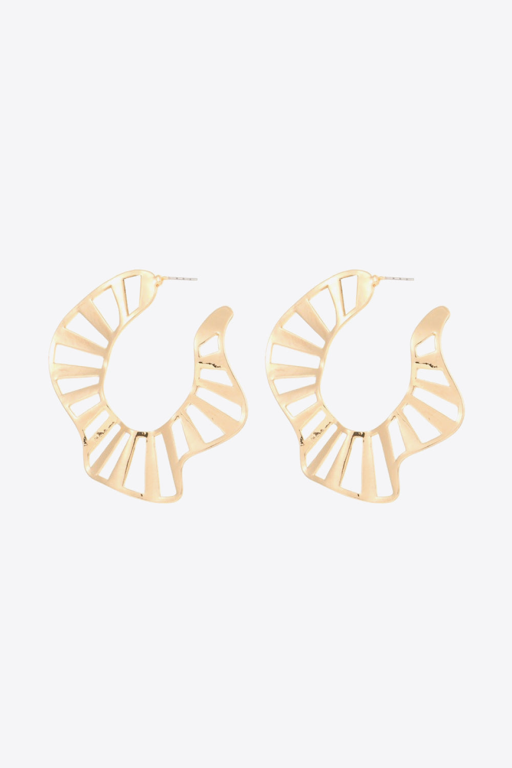 Cutout Zinc Alloy C-Hoop Earrings  Earrings- Doll Fits
