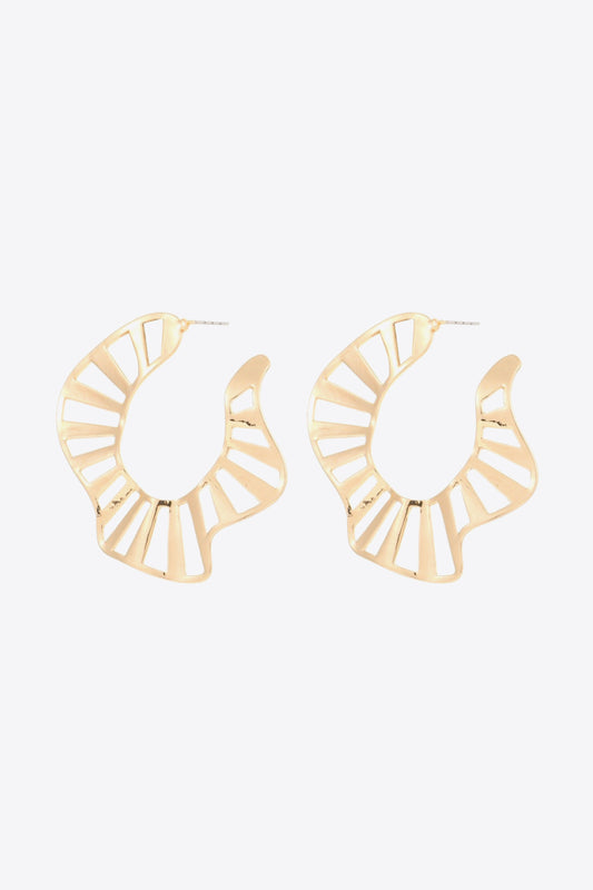 Cutout Zinc Alloy C-Hoop Earrings  Earrings- Doll Fits