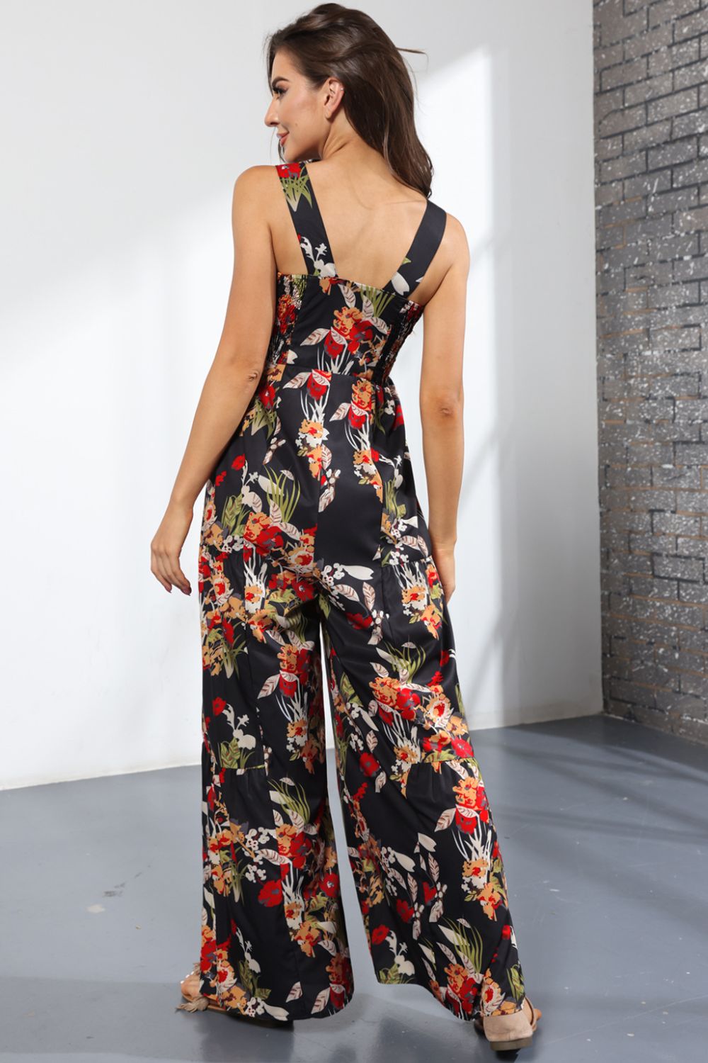 Floral Square Neck Wide Leg Jumpsuit  Jumpsuits & Rompers- Doll Fits