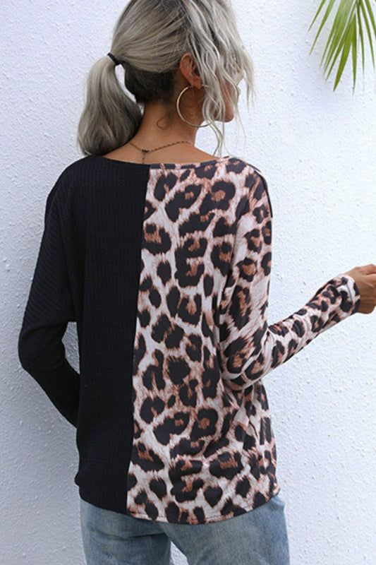 Leopard V-Neck Tie Front Top  Shirts & Tops- Doll Fits