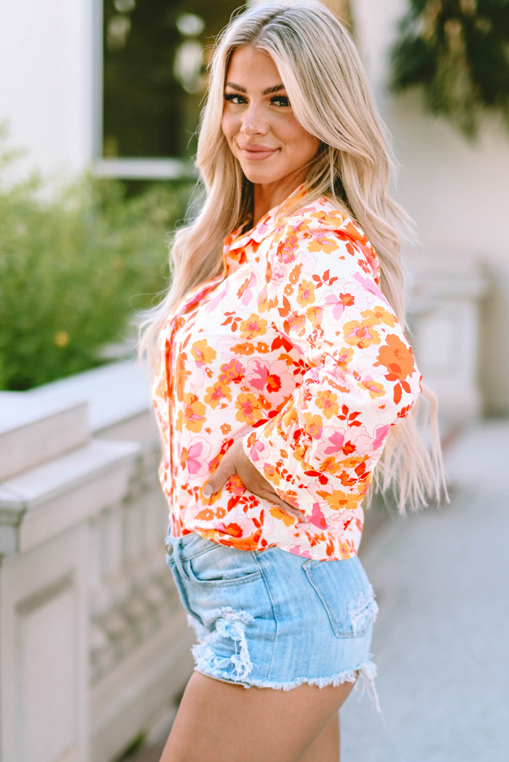 Floral Collared Neck Shirt  - Doll Fits